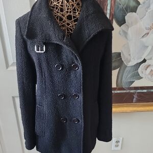 Women's Rivet Black Double-Breasted Coat